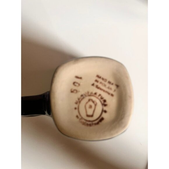 2 Hand-Painted Boleslawiec Polish Pottery Mugs Floral Design artist signed - Picture 4 of 4